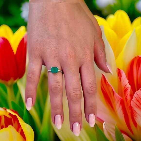 Natural Emerald Diamond Ring Size 6.5 14k Gold 1.95 TCW Certified $3,950 310582 - Picture 4 of 12